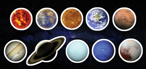 Solar System White Stroke Elements Image Furnished Nasa — Fotografia de Stock