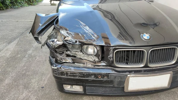 Bangkok Thailand Mei 202 Bmw Auto Ongeluk Gebroken Koplampen Bumpers — Stockfoto