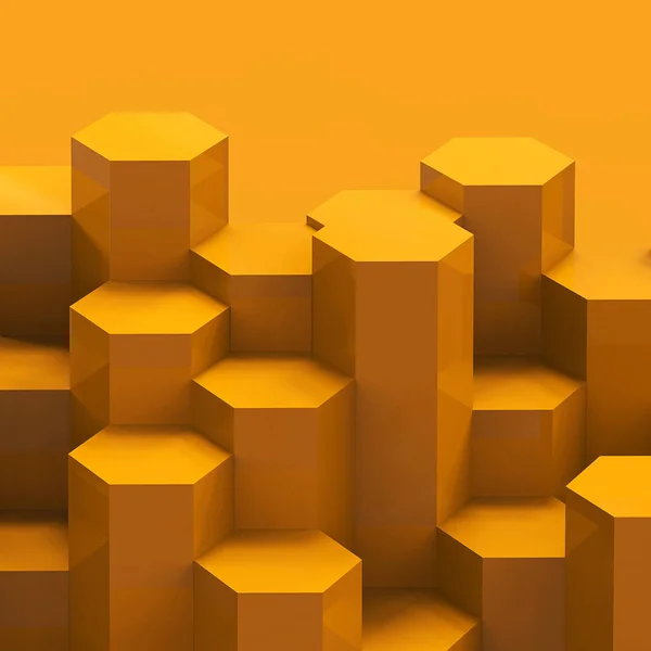黄色の六角形のパターンの背景 3Dレンダリング — ストック写真