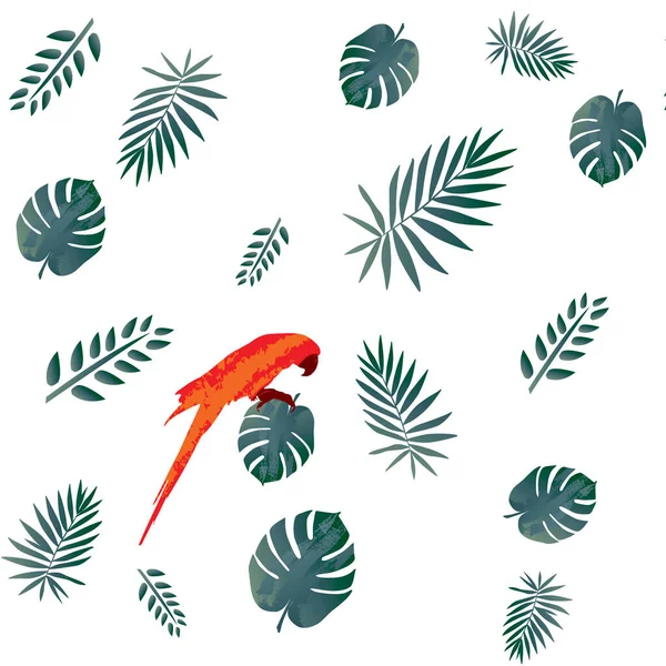 Тло Птаха Макаве Тропічного Зеленого Листя — стокове фото