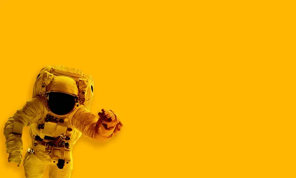 Space Suits Isolated Yellow Background Elements Image Furnished Nasa — Stockfoto