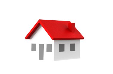 Beyaz arkaplanda ev simgesi izole edildi. 3B Görüntü.