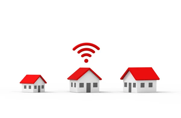 Wifi Και Σπίτι Εικονίδιο Απομονώνονται Λευκό Φόντο Απόδοση — Φωτογραφία Αρχείου