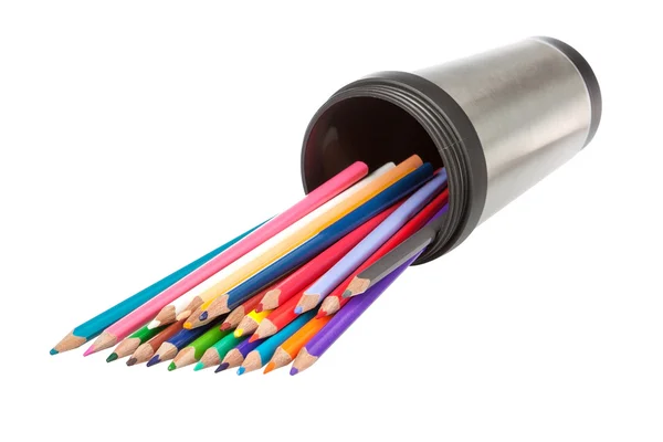 Lying container for pencils on a white background. — Stock Photo, Image