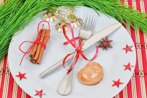 Kitchen arrangement of Christmas objects. — Stock Photo, Image