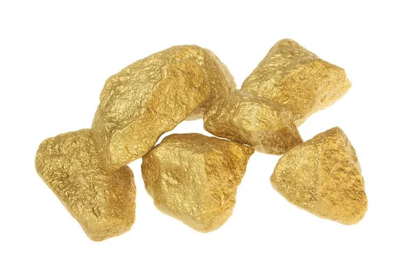 Gold-Nuggets Steine auf weißem Hintergrund. — Stockfoto