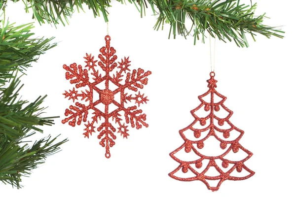 Christmas decoration on the tree. On a white background. — Stock Photo, Image