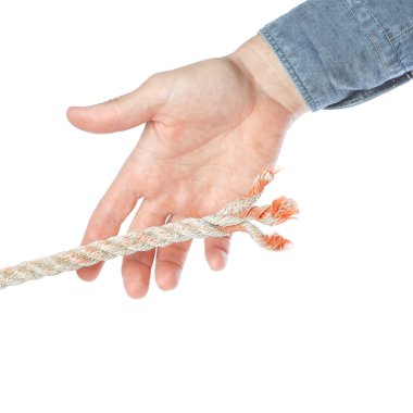 erkek eli kırık ipin ucunda alıcı.