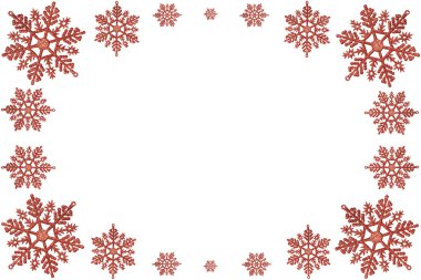 Christmas kırmızı kar taneleri çerçevesinde. Beyaz bir arka plan üzerinde.