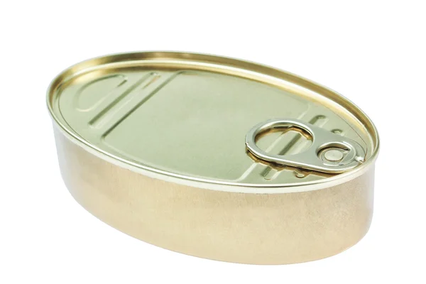 Closed fish canning pot. Close-up on a white background. — Stock Photo, Image