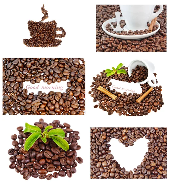 Set of images of coffee beans and abstractions. — Stock Photo, Image