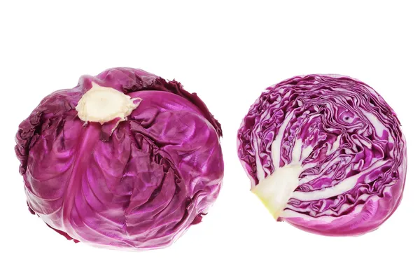 Purple and red cabbage in the cut. On a white background. — Stok Foto