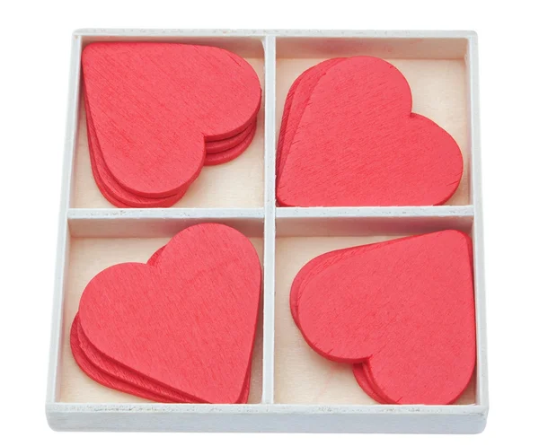 De doos van de gift met mooie rode harten. Valentine — Stockfoto