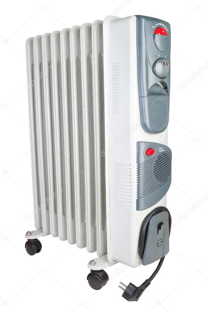 Costal electric heater on oil. On a white background.