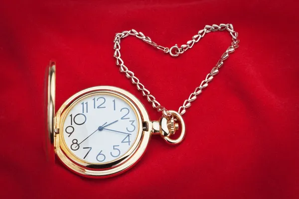 Pocket watch and silver chain. — Stock Photo, Image