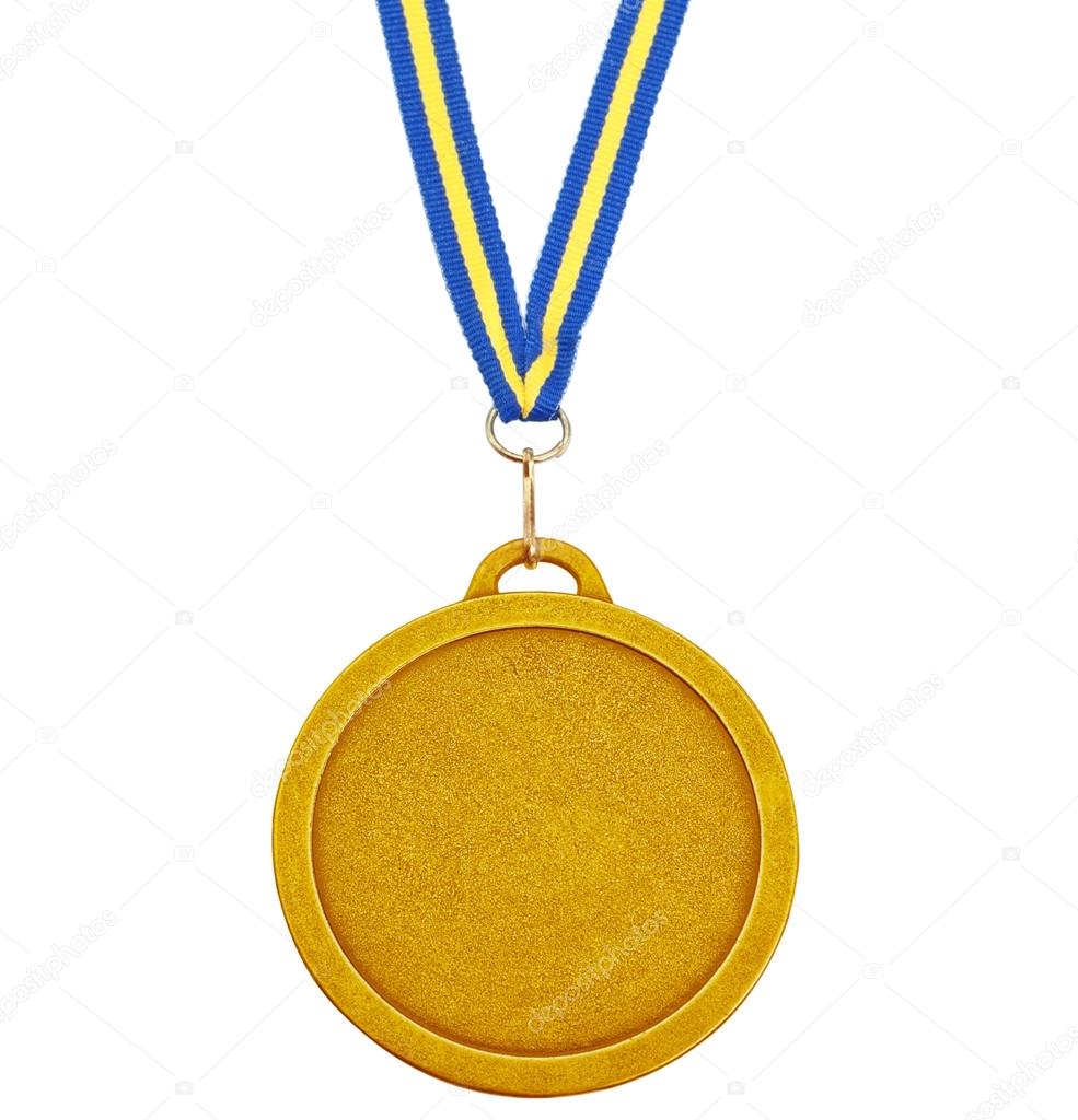 Gold medal for success in business. On a white background.