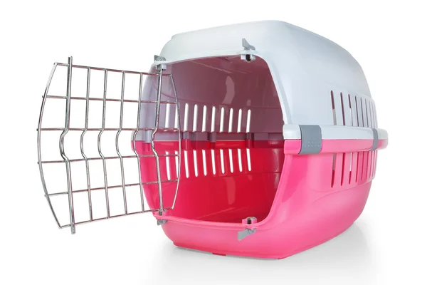 Cage for transporting pets. With the door open. — Stock Photo, Image