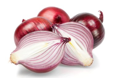 Grup taze sebze soğan, kesme. üzerinde beyaz backgro