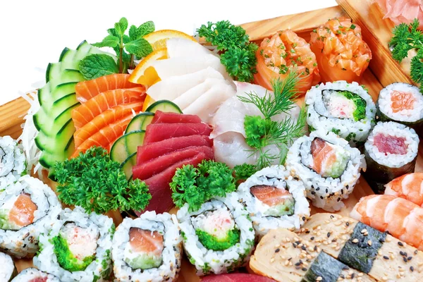 Definir o grupo de sushi comida exótica. — Fotografia de Stock