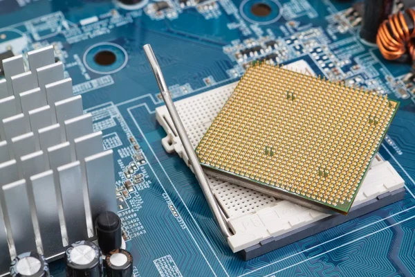 Processor socket on the motherboard close-up. — Stock Photo, Image