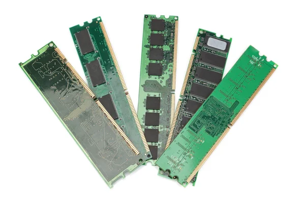 Details of the computer memory ram of the old generation. On a w — Stock Photo, Image