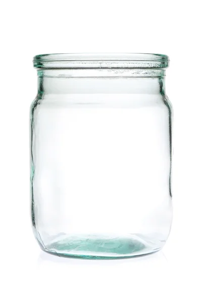 Glass jar half liter empty on a white background. — Stock Photo, Image