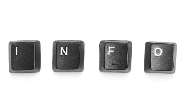 Word information formed of letters keyboard buttons. On a white — Stok Foto