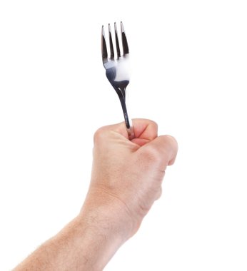 Tablo, elinde, bir istemci Restoran çatal.