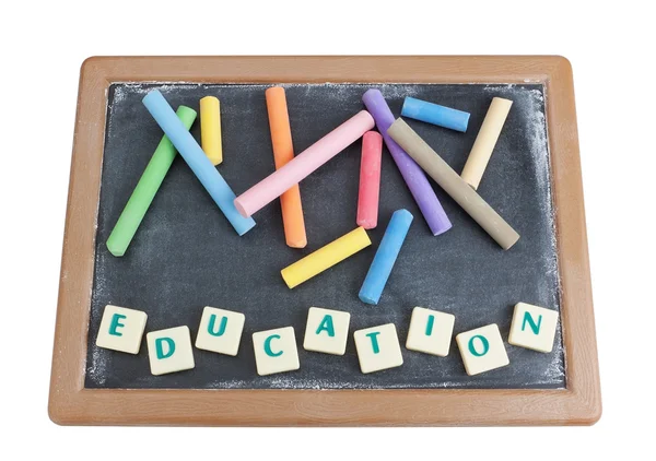 Scuola bordo di gesso colorato gesso e scritti di formazione di parola. — Foto Stock