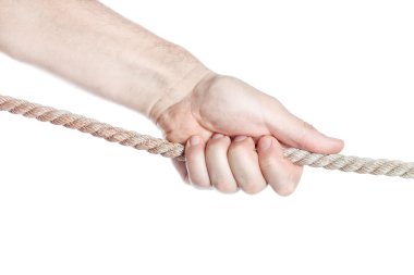 kavram resim, adamın elinde bir ip rekabet çekerek. Beyaz bir b