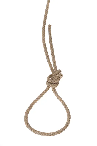 A loop of rope for hanging. On a white background. — Stock Photo, Image