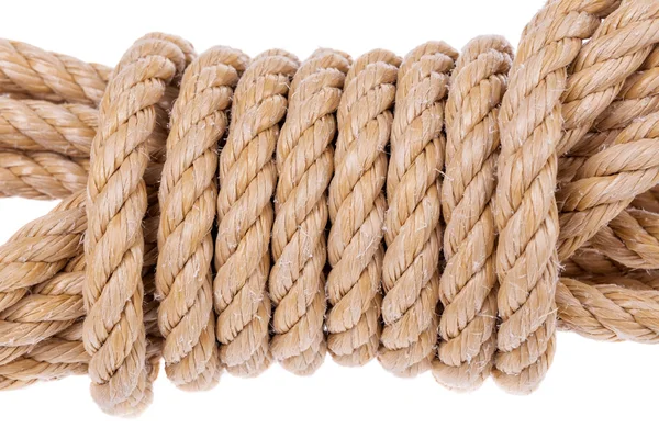 Coil of rope twisted into a roll. On a white background. — Stock Photo, Image