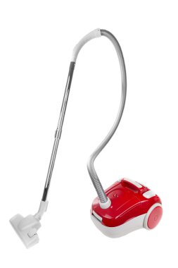 ev temizliği süpürge. Beyaz bir arka plan üzerinde.