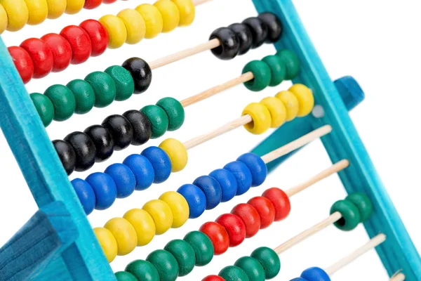 Colorful abacus for doing calculations. On a white background close-up. — Stok Foto