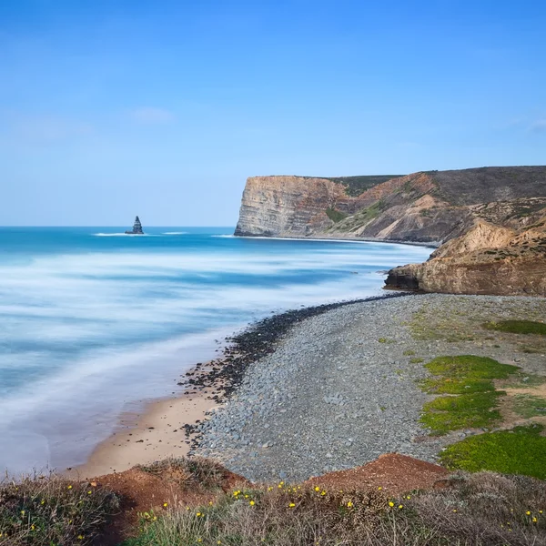 Cartão postal de bela vista do mar. Portugal, aljezur. — Fotografia de Stock
