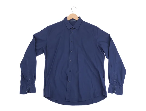 Blue cotton Mens Shirt. On the rack. — Stock Photo, Image