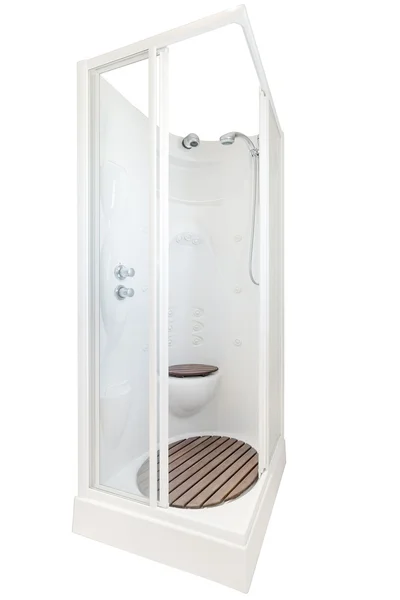Elegant shower cabin bathroom. Isolated on white background. — Stock Photo, Image