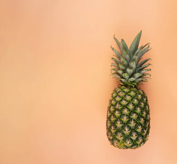 Creative copy space mockup with tropical fruit pineapple. For writing text in the concept of food on a yellow background. — Stock Photo, Image