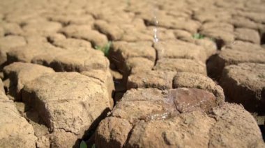 Saf tatlı su çölün kumlu toprağına akar. Şimdiki ve gelecekteki ekolojik felaket kavramı..