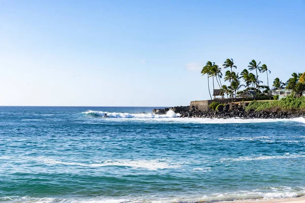 View Paradisiacal Beach Oahu Hawaii Waimea Beach Popular Snorkeling Spot — ストック写真
