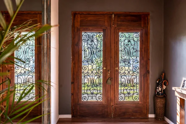View Trendy Wooden Front Door — Stok Foto