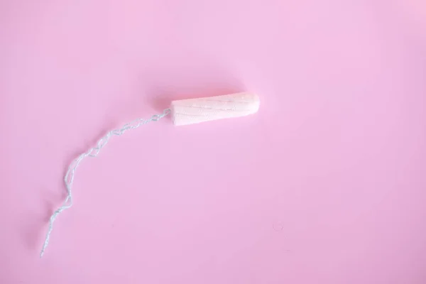 Female Tampon Pink Background Hygienic White Tampon Women — Stock Photo, Image