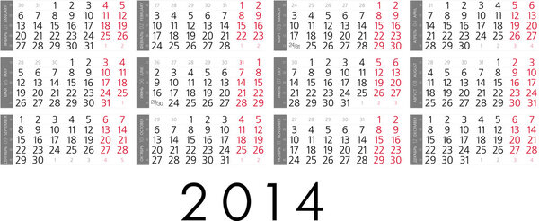 2014 Calendar template 4x3