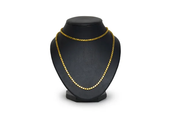 manken üzerinde beyaz izole güzel altın kolye