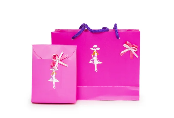 Bolsas de regalo rosadas sobre fondo blanco . —  Fotos de Stock