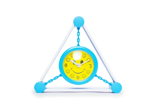 Blue alarm clock isolated on white — Stock Photo, Image