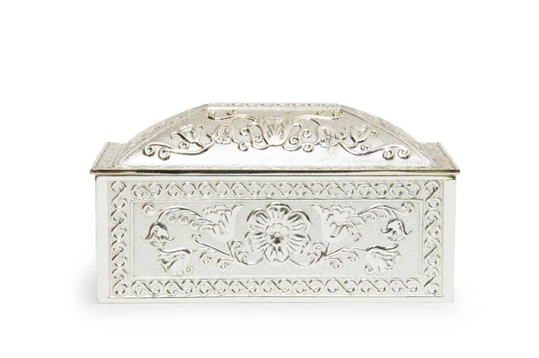 Silver jewelry box isolated on white — Stock Photo, Image