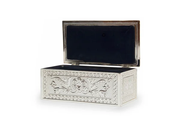 Silver jewelry box isolated on white — Stock Photo, Image