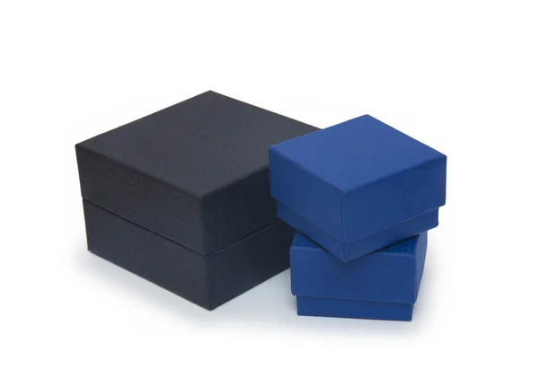 Black and blue boxes isolated on white — Stock Photo, Image