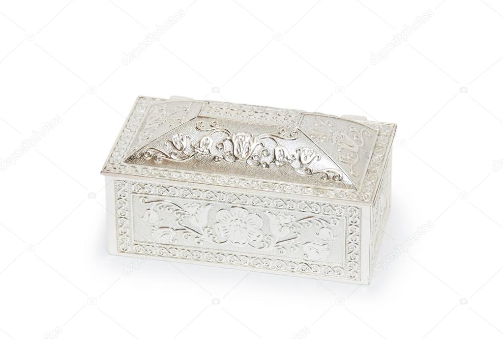 silver jewelry box isolated on white